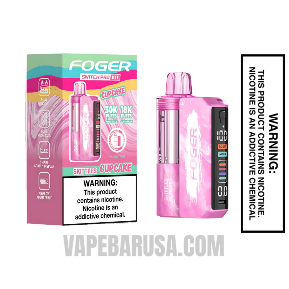 Skittles Cupcake Foger Switch Pro 30K Disposable Vape Kit With Package Box