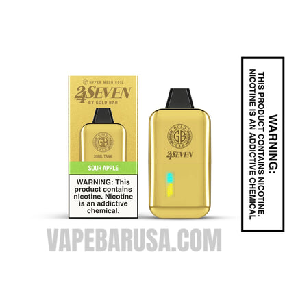 Sour Apple Gold Bar 24Seven Disposable Vape with Package Box