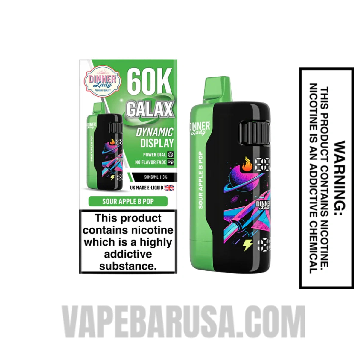 Sour Apple B Pop Dinner Lady Galax 60K Disposable Vape With Package Box