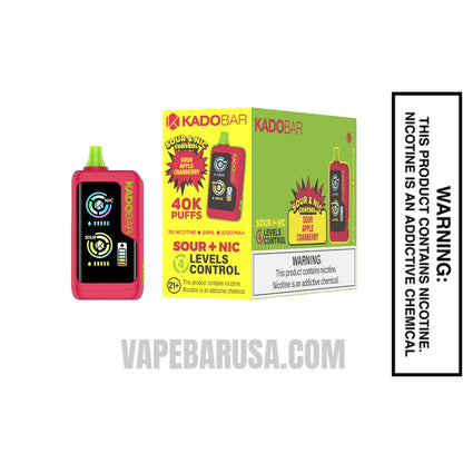 Sour Ap ple Cranberry Kado Bar NI40K Sour-Nic Control Disposable Vape With Bundle Pack