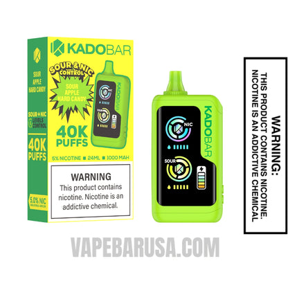 Sour Apple Hard Candy Kado Bar NI40K Sour-Nic Control Disposable Vape With Package Box