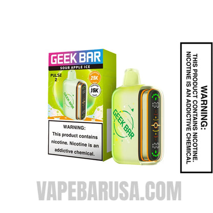 Sour Apple Ice Geek Bar Pulse 2 Disposable Vape With Package Box