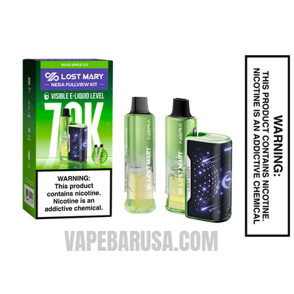 Sour Apple Ice Lost Mary Nera Fullview 70K Disposable Kit With Package Box