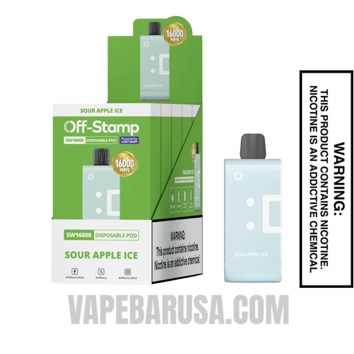 Sour Apple Ice Off Stamp SW16000 Disposable Pod With Bundle Pack