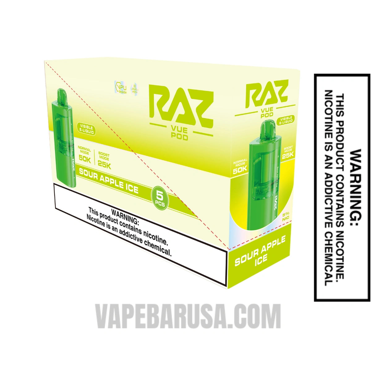 Sour Apple Ice RAZ VUE 50K Disposable Pod With Bundle Box