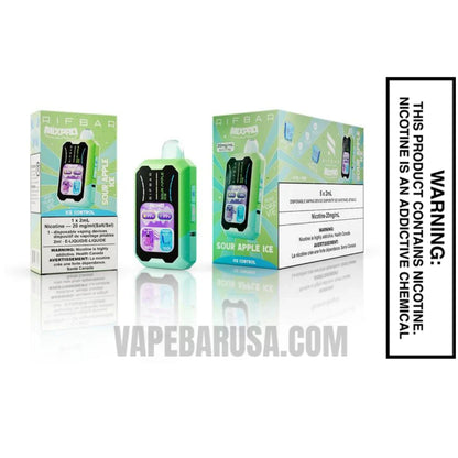 Sour Apple Ice Rifbar MixPro Ice 40K Disposable Vape With Bundle Box
