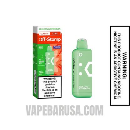 Sour Apple Watermelon Off Stamp Classic Cube 25K Disposable Pod With Package Box