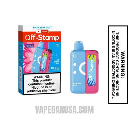 Sour Blue Dust Off Stamp X CUBE 25K Disposable Vape Kit With Package Box