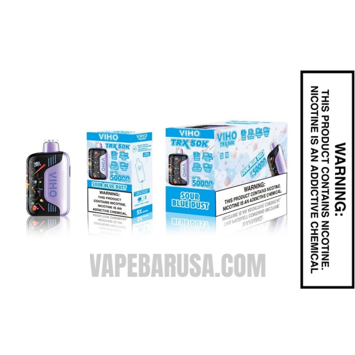 Sour Blue Dust VIHO TRX 50K Disposable Vape With Package Box 