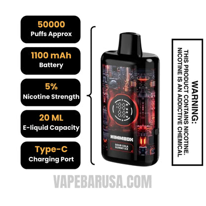 Sour Cola Gummy Ice Nimmbox MECHA 50K Disposable Vape Specifications  