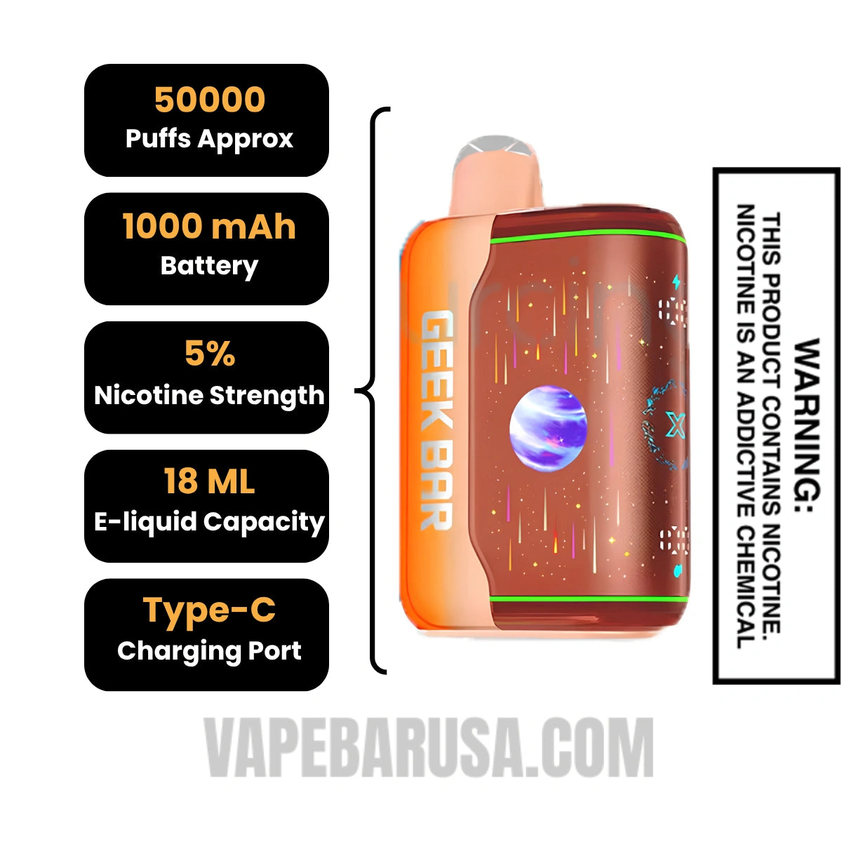 Sour Fcuking Fab Geek Bar Pulse X2 Disposable Vape Specifications