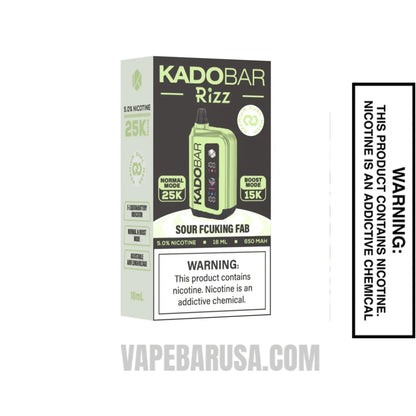Sour Fcuking Fab Kado Bar Rizz Disposable Vape With Package Box