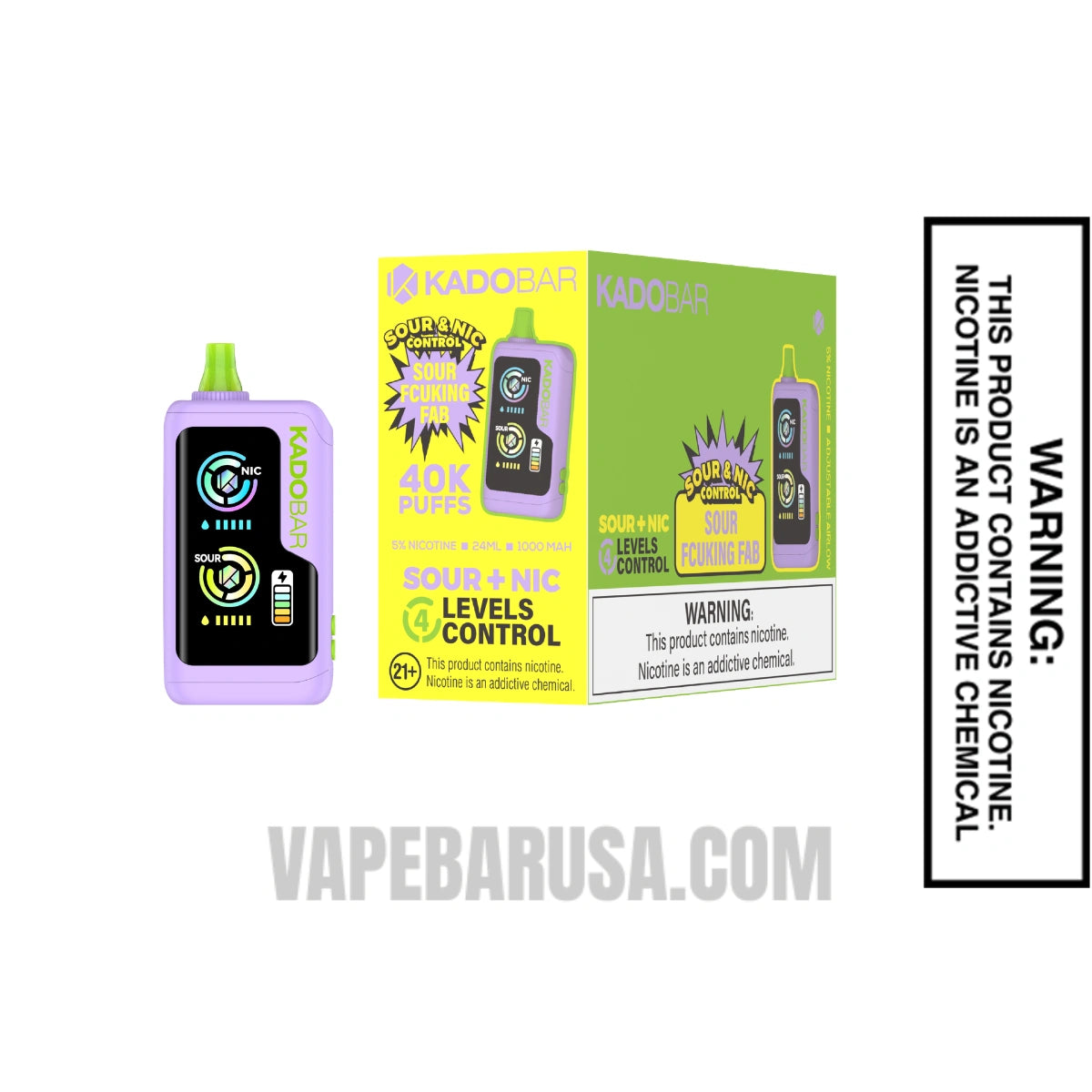 Sour Fcuking Fab Kado Bar NI40K Sour-Nic Control Disposable Vape With Bundle Pack