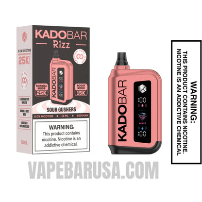 Sour Gushers Kado Bar Rizz 25000 Disposable Vape with Package Box
