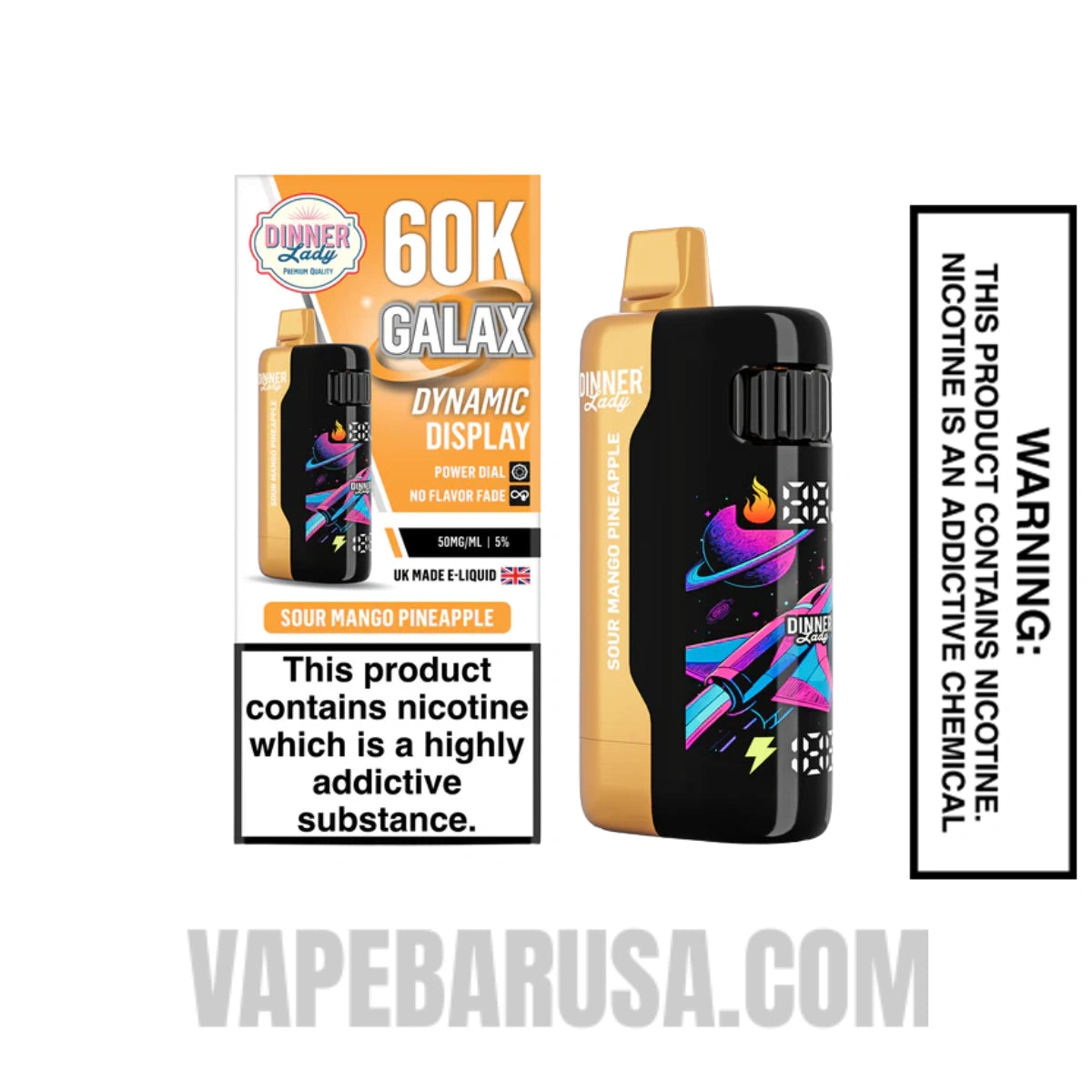 Sour Mango Pineapple Dinner Lady Galax 60K Disposable Vape With Package Box