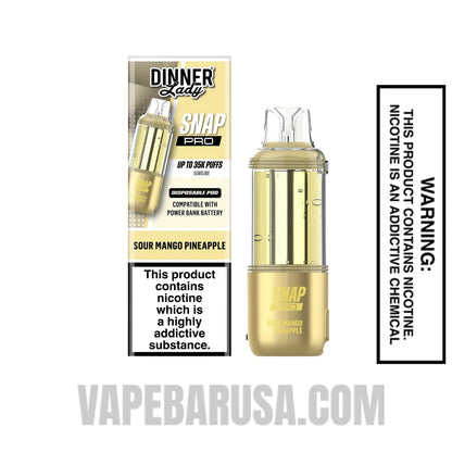 Sour Mango Pineapple Dinner Lady Snap Pro 35K Disposable Vape Pod With Package Box