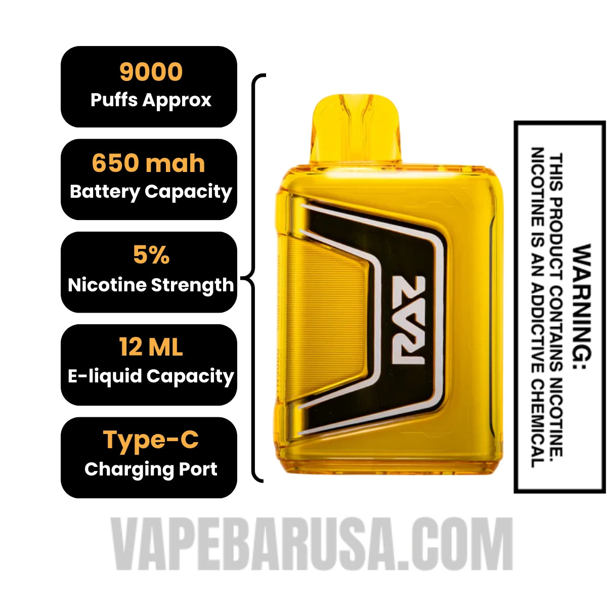 Sour Mango Pineapple RAZ TN9000 Disposable Vape Specifications