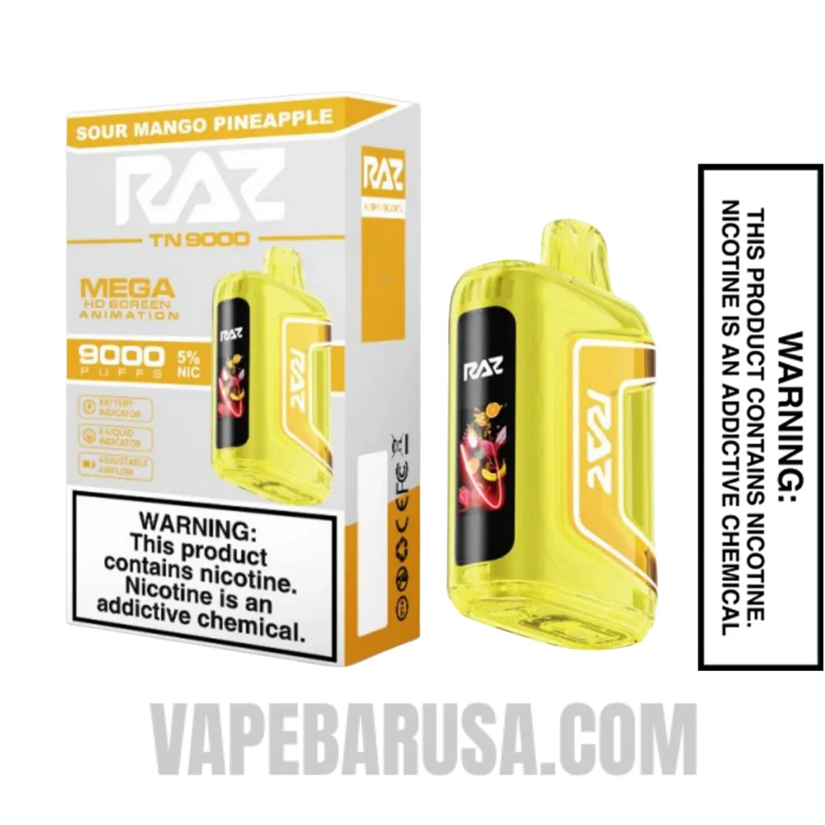 Sour Mango Pineapple RAZ TN9000 Disposable Vape With Package Box