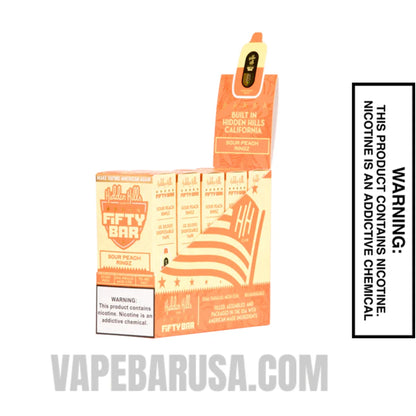 Sour Peach Ringz Hidden Hills X Fifty Bar 20k Disposable Vape With Bundle Pack