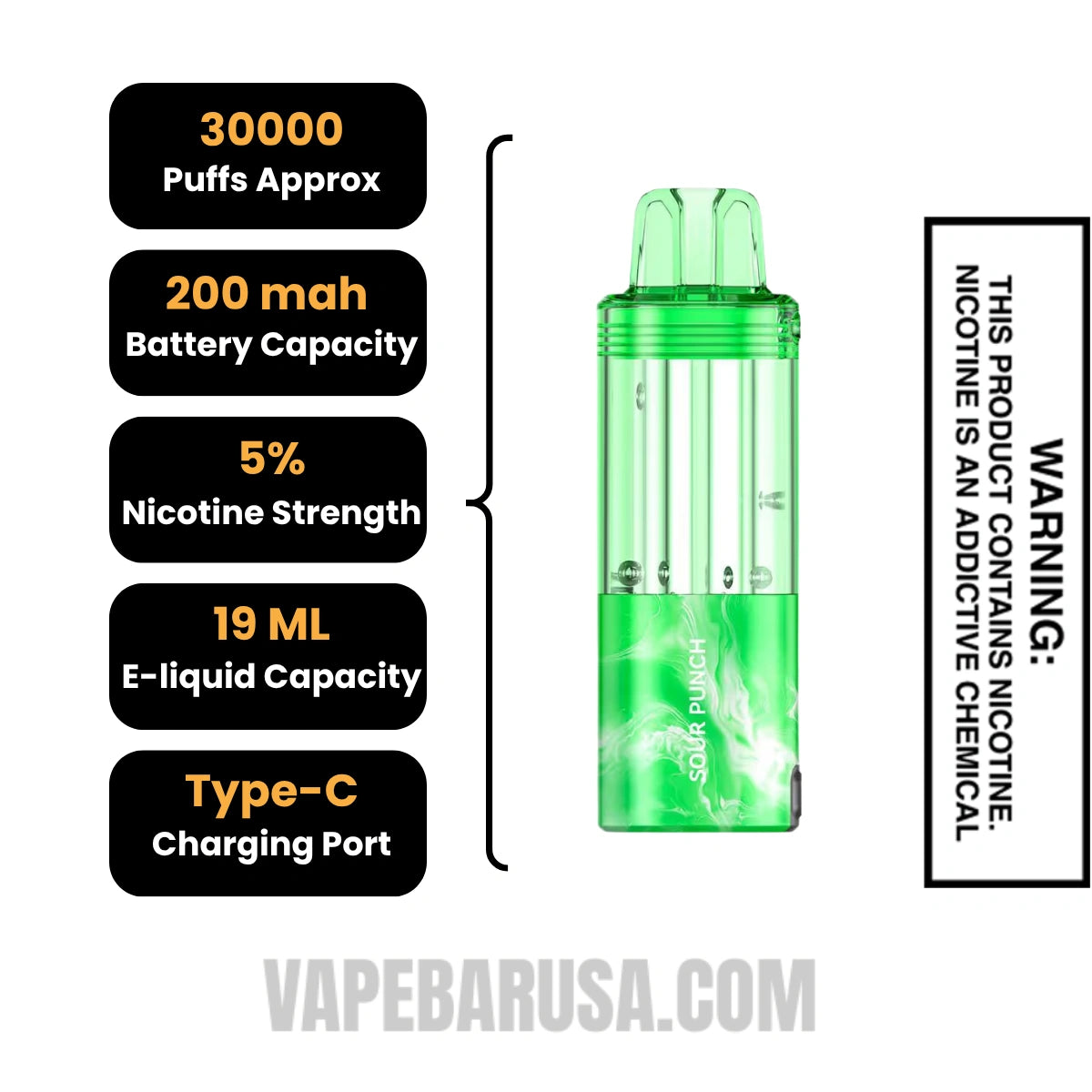 Sour Punch Foger Switch Pro 30K Disposable Vape Pod Specifications