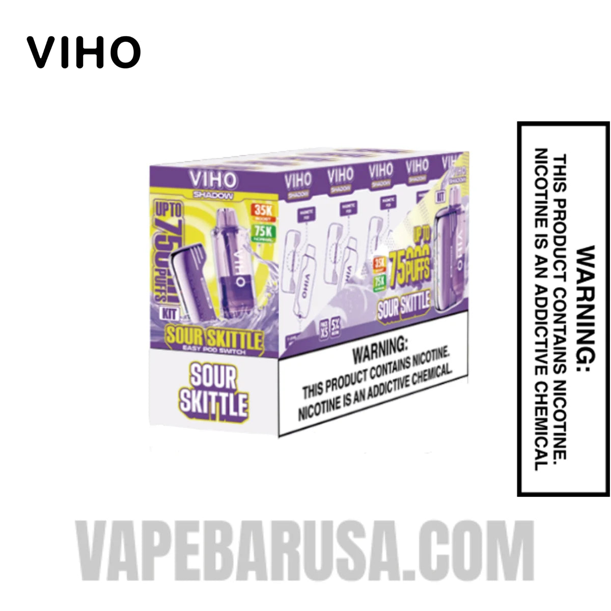 Sour Skittle VIHO Shadow 75K Vape Kit With Package Box
