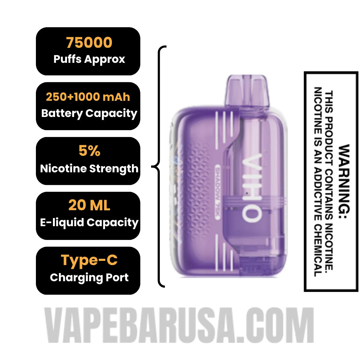 Sour Skittle VIHO Shadow 75K Vape Kit Specifications