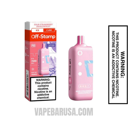 Sour Strawberry Dragonfruit Off Stamp Ice Cube 25K Disposable Pod With Package Box 