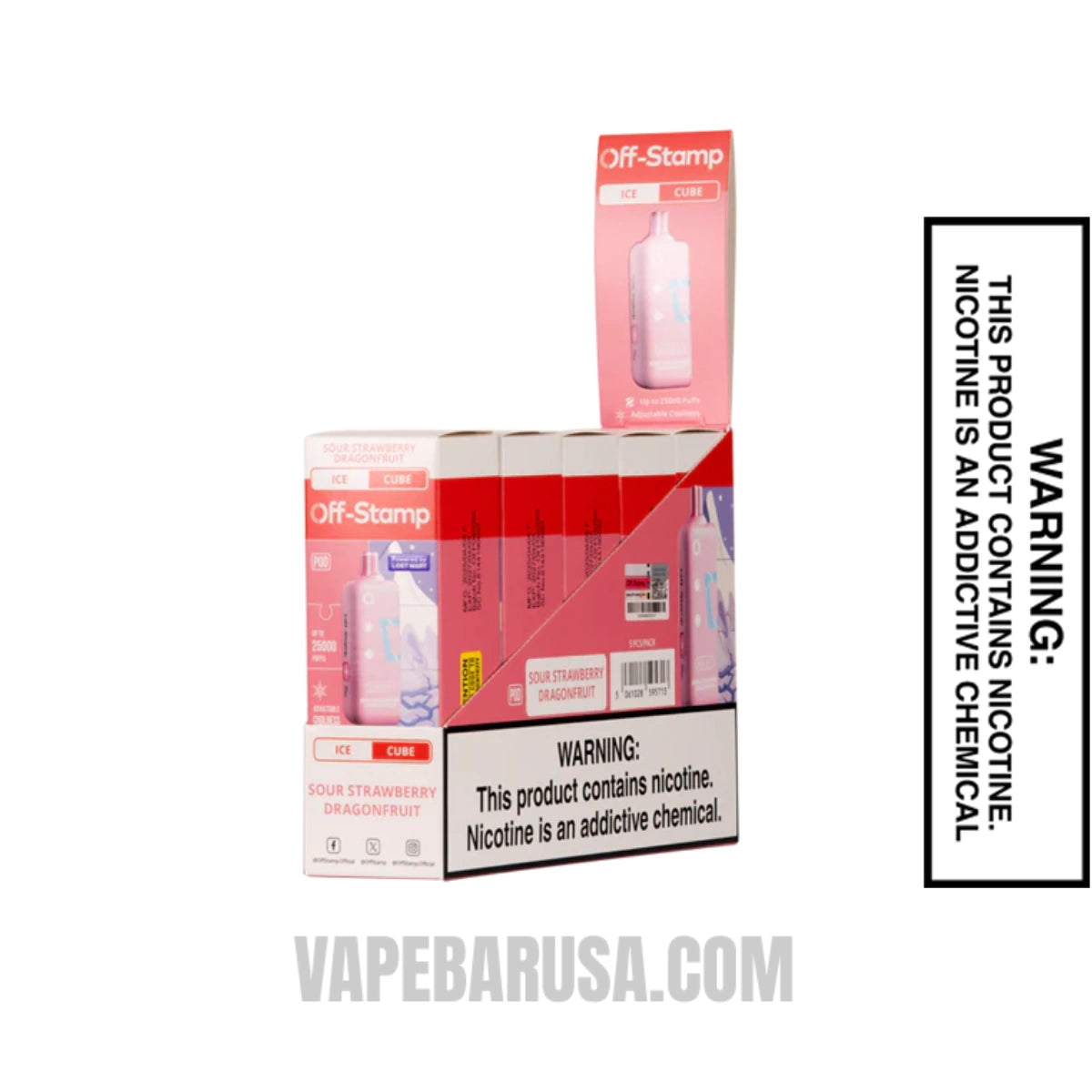 Sour Strawberry Dragonfruit Off Stamp Ice Cube 25K Disposable Pod With Bundle Box 