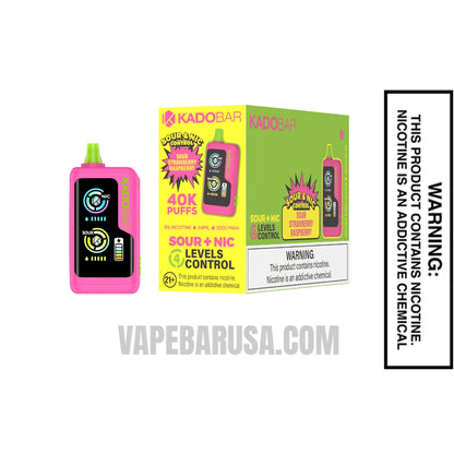 Sour Strawberry Raspberry Kado Bar NI40K Sour-Nic Control Disposable Vape With Bundle Pack