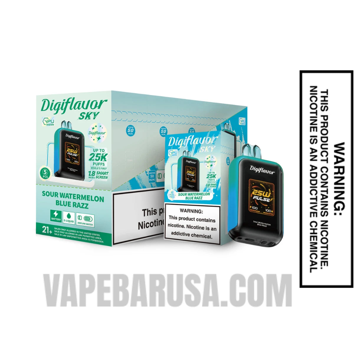 Sour Watermelon Blue Razz Digiflavor Sky 25K Vape With Bundle Box