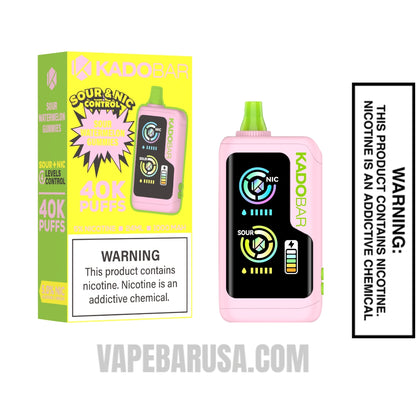 Sour Watermelon Gummies Kado Bar NI40K Sour-Nic Control Disposable Vape With Package Box