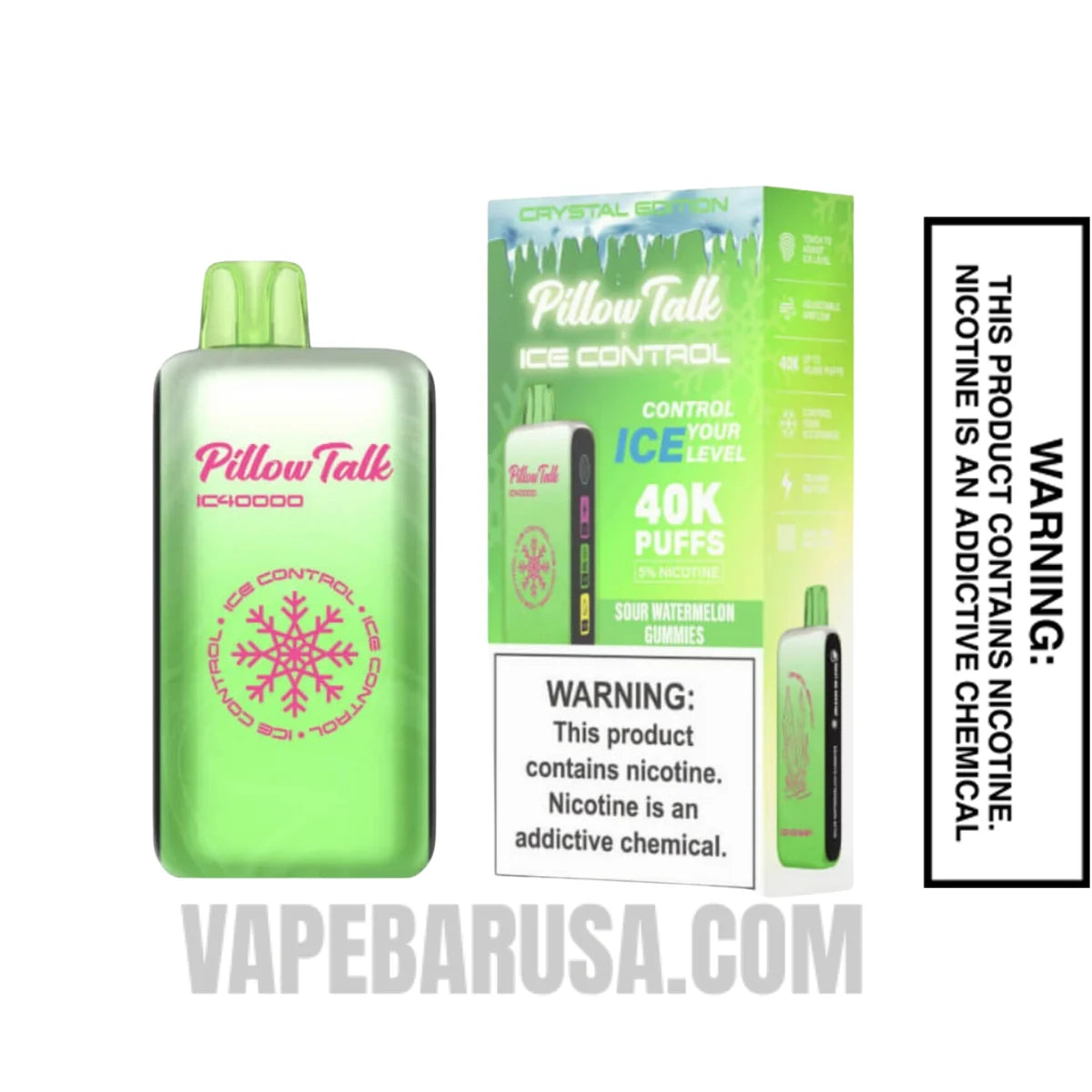 Sour Watermelon Gummies Pillow Talk IC40000 Crystal Edition Vape With Package Box
