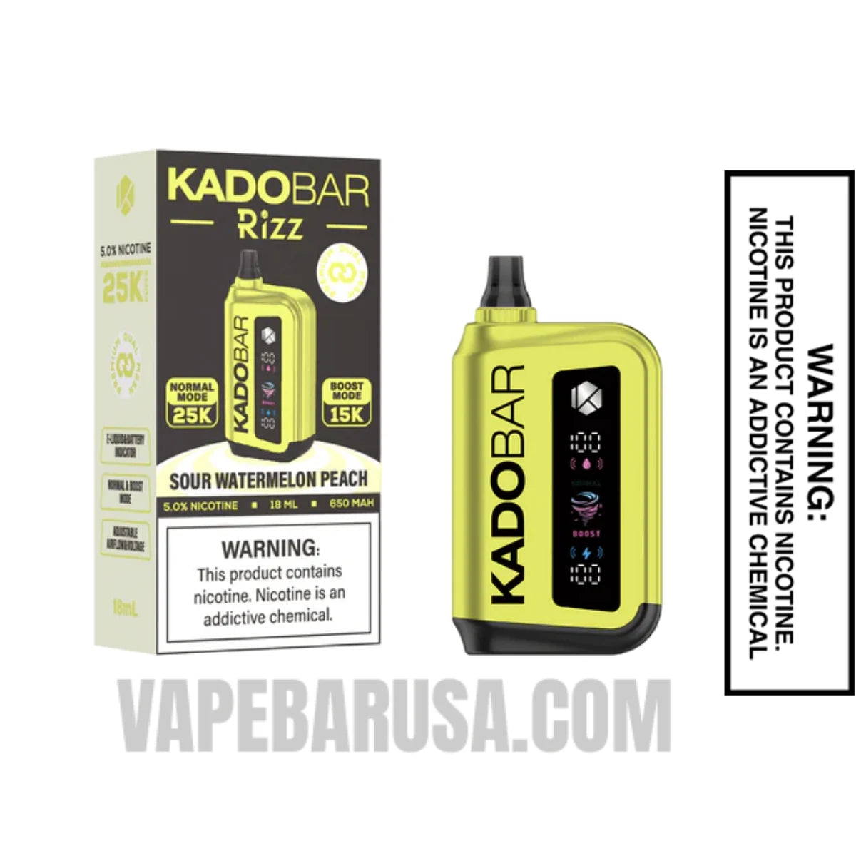 Sour Watermelon Peach Kado Bar Rizz 25000 Disposable Vape With Package Box