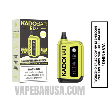 Sour Watermelon Peach Kado Bar Rizz 25000 Disposable Vape With Package Box
