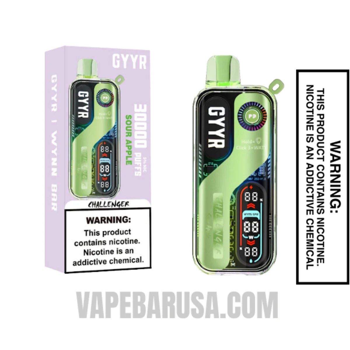 
Sour Apple GYYR X Wynn Bar Challenger 30K Vape With Package Box