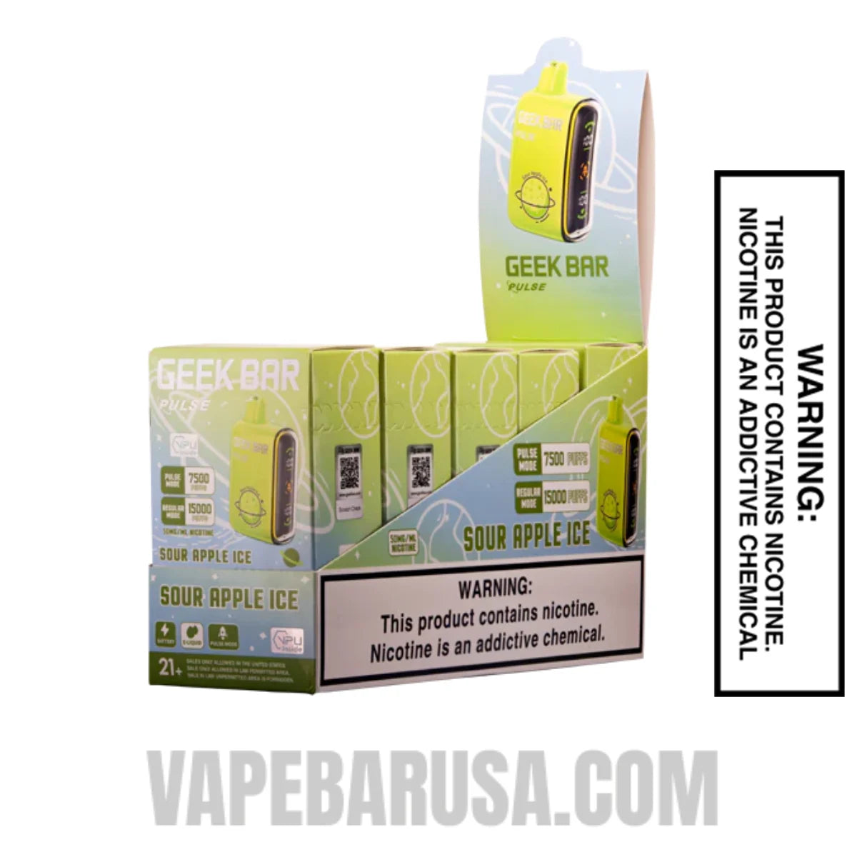 Sour Apple Ice Geek Bar Pulse Disposable Vape With Bundle Pack