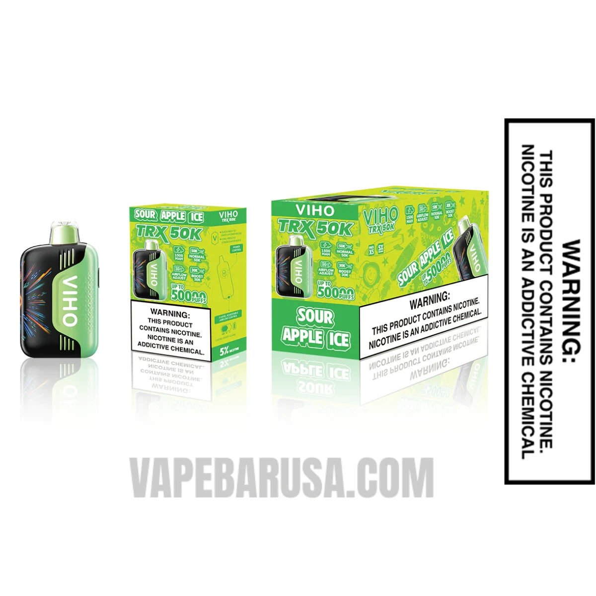 Sour Apple Ice VIHO TRX 50K Disposable Vape with Bundle Pack