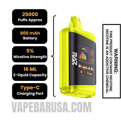 Sour Apple Watermelon RAZ DC25000 Disposable Vape Specifications