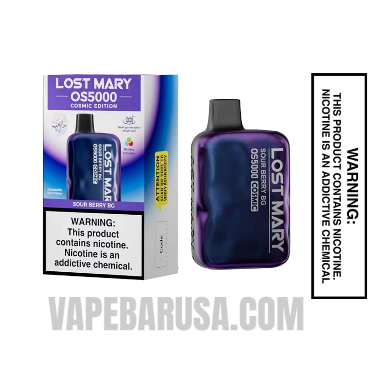 Sour Berry BG Lost Mary OS5000 Cosmic Edition Vape With Package Box