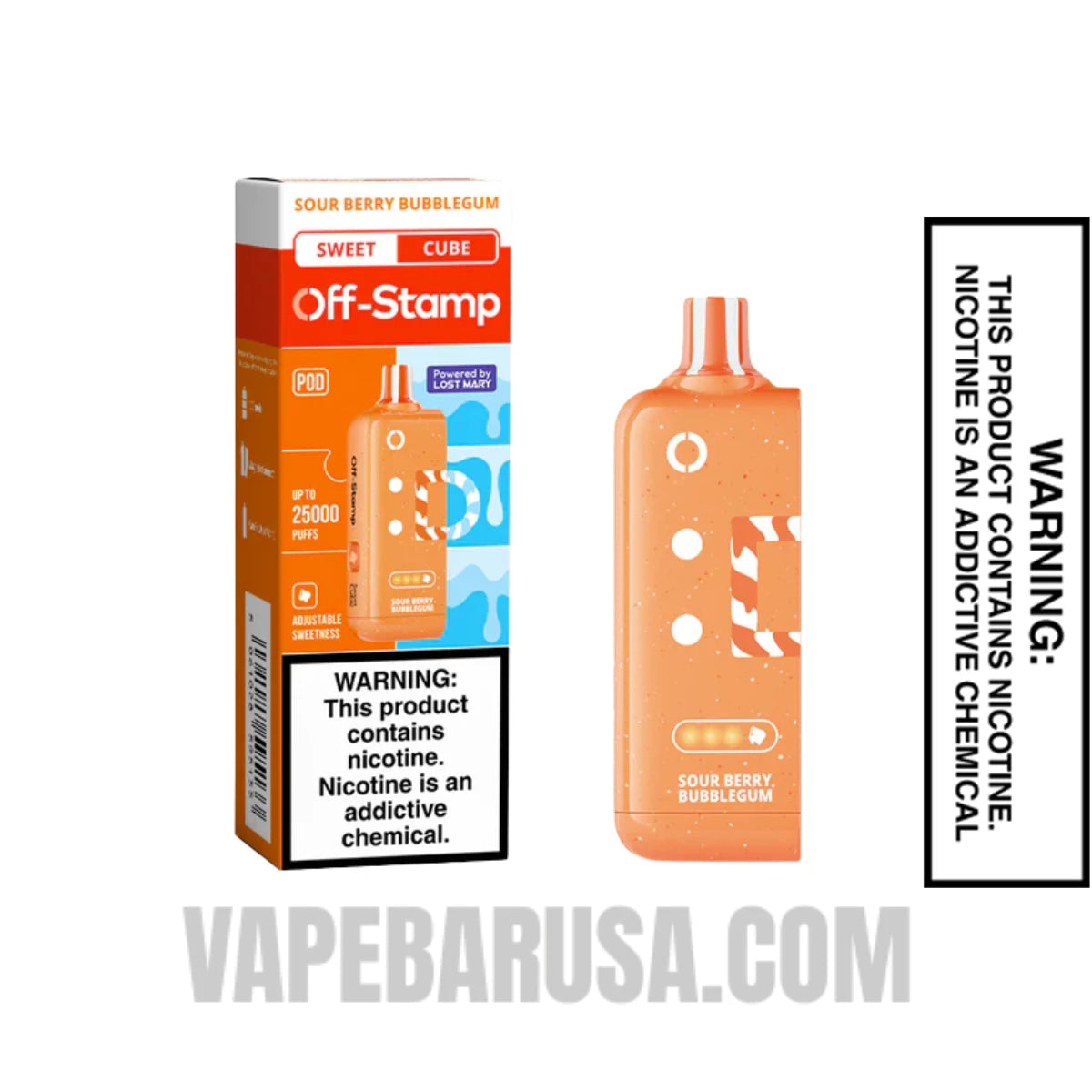 Sour Berry Bubblegum Off Stamp Sweet Cube 25K Disposable Pod With Package Box