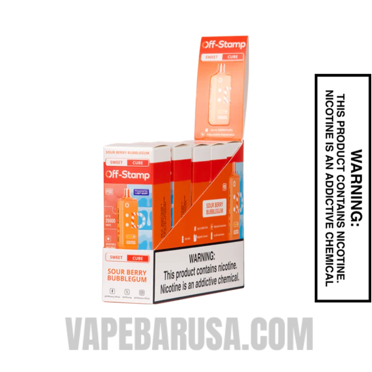 Sour Berry Bubblegum Off Stamp Sweet Cube 25K Disposable Pod With bundle Box