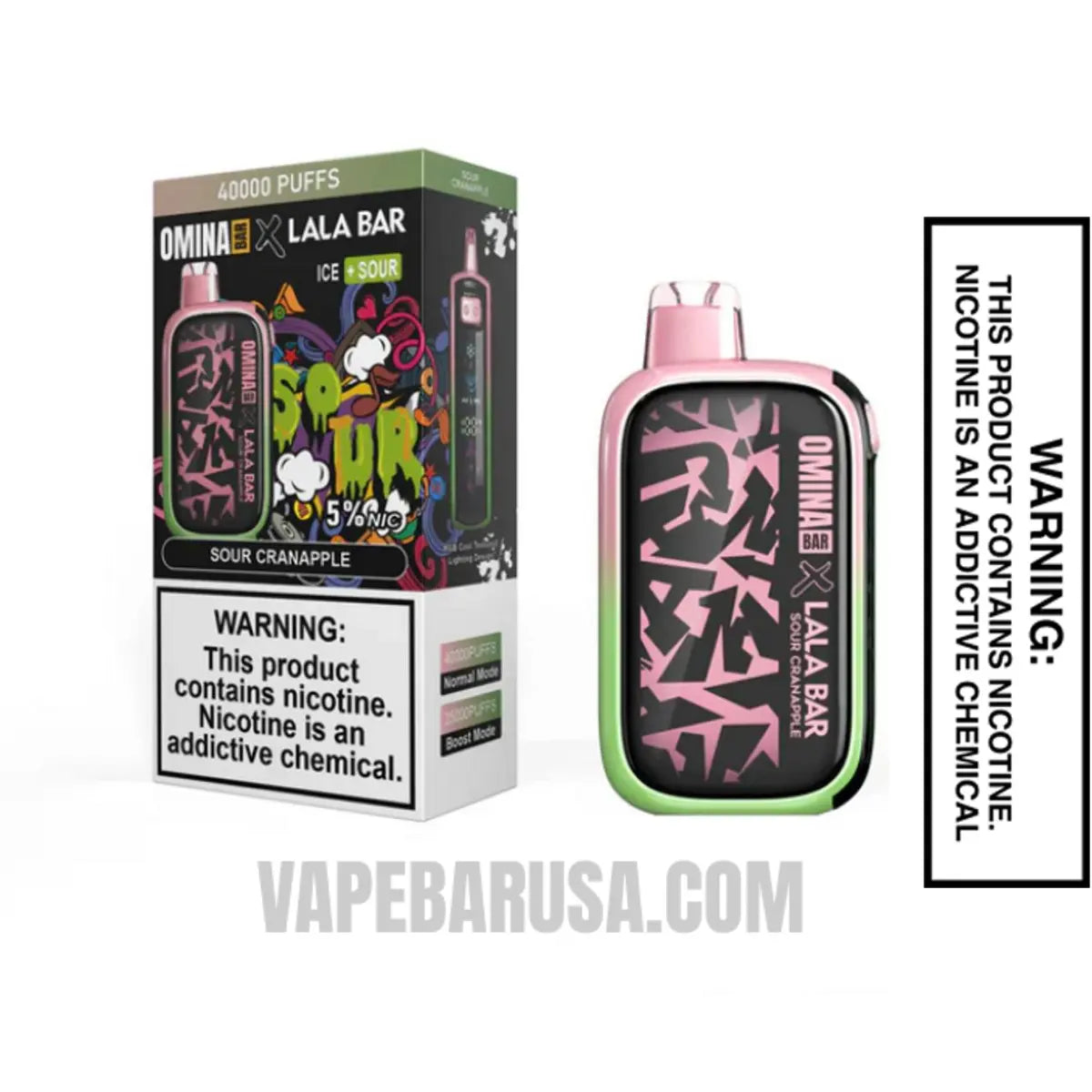 Sour Cranapple OMINA BAR X LALA BAR 40K Disposable Vape With Package Box