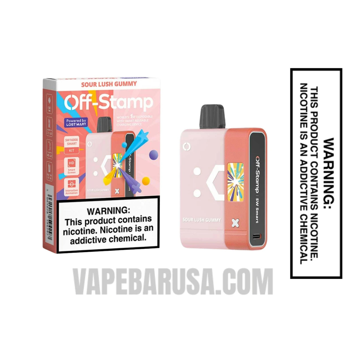 Sour Lush Gummy Off Stamp SW16000 Disposable Vape Kit With Package Box