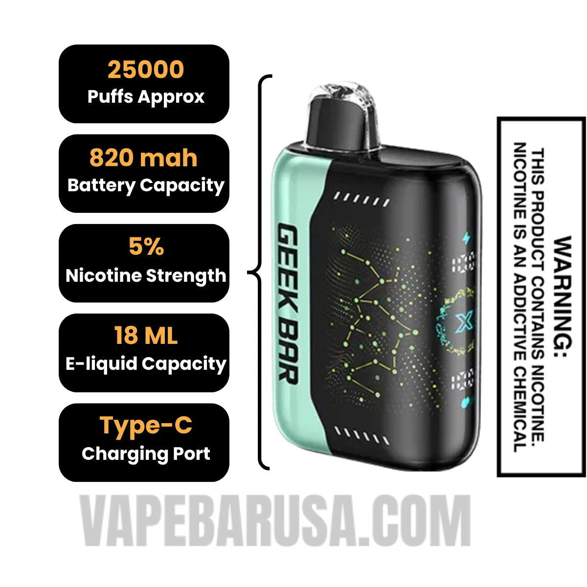 Sour Mango Pineapple Geek Bar Pulse X Disposable Vape Specifications