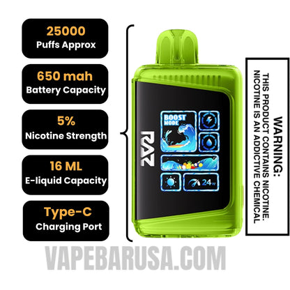 Sour Raspberry Punch RAZ LTX 25000 Disposable Vape Specifications