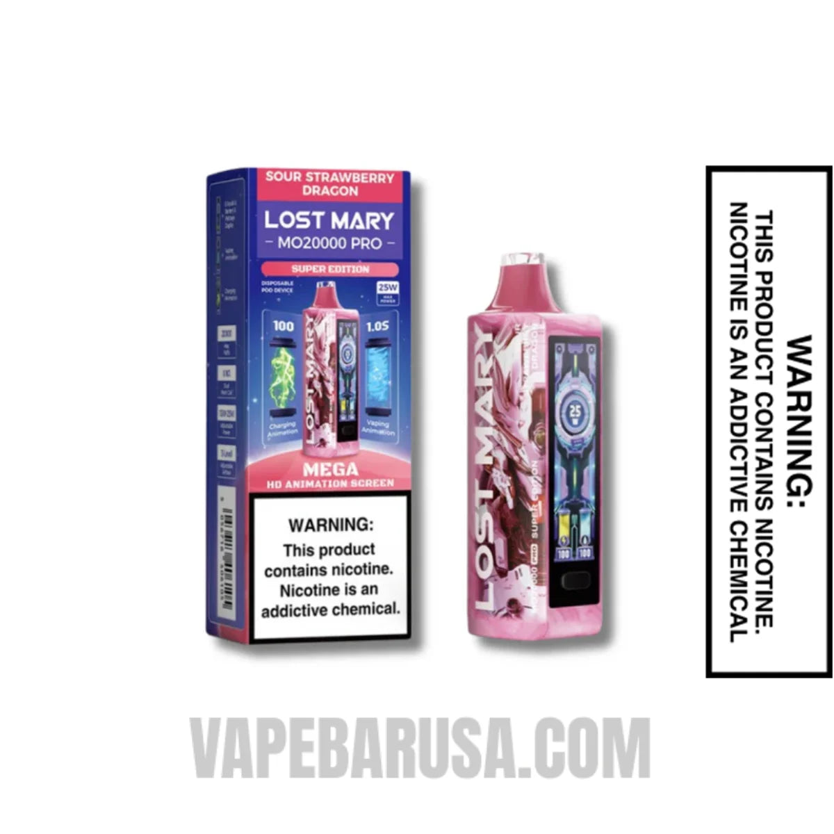 Sour Strawberry Dragon Lost Mary MO20000 Pro Super Edition Vape With Package Box