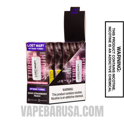 Sour Strawberry Peach Lost Mary MT15000 Disposable Vape with bundle box