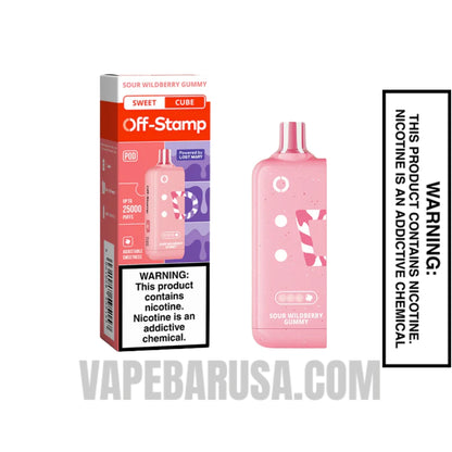 Sour Wildberry Gummy Off Stamp Sweet Cube 25K Disposable Pod With Package Box