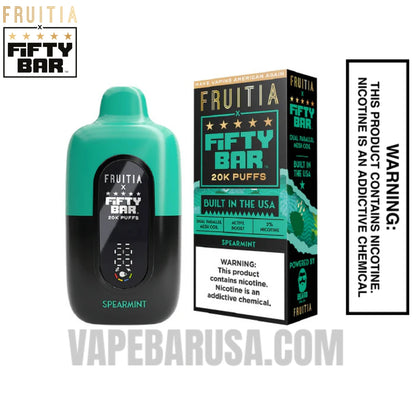 Spearmint Fruitia X Fifty Bar 20K Vape With Package Box