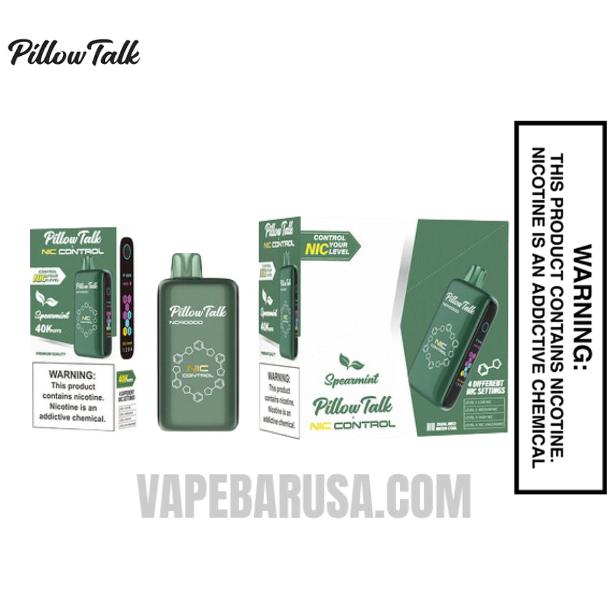 Spearmint Pillow Talk Nic Control NC40000 Vape With Bundle Pack 